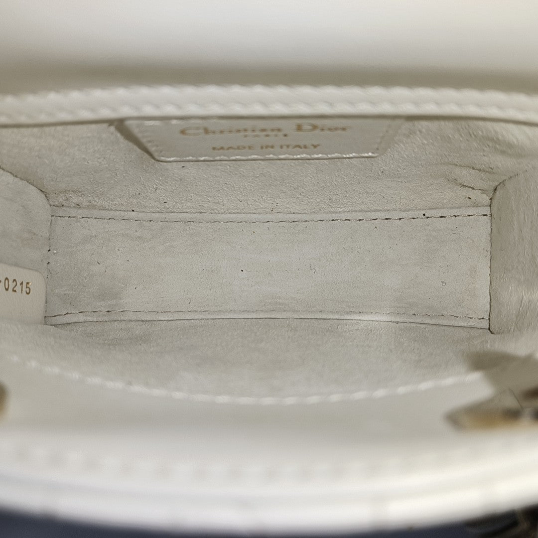 Lady Dior Super Mini Quilted Lambskin White
