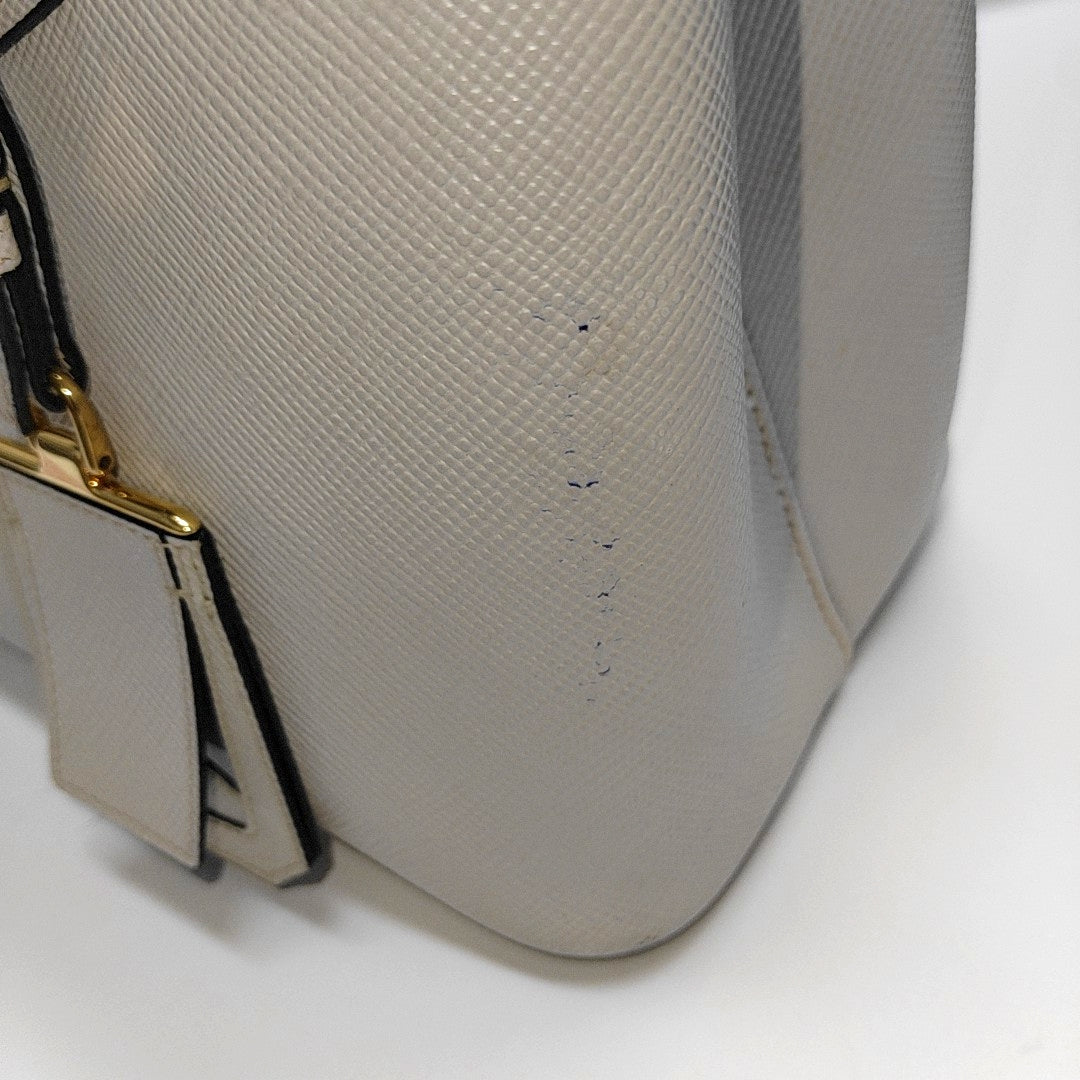 Double Medium Saffiano Calfskin White