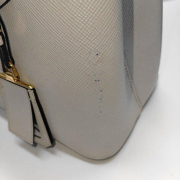 Double Medium Saffiano Calfskin White