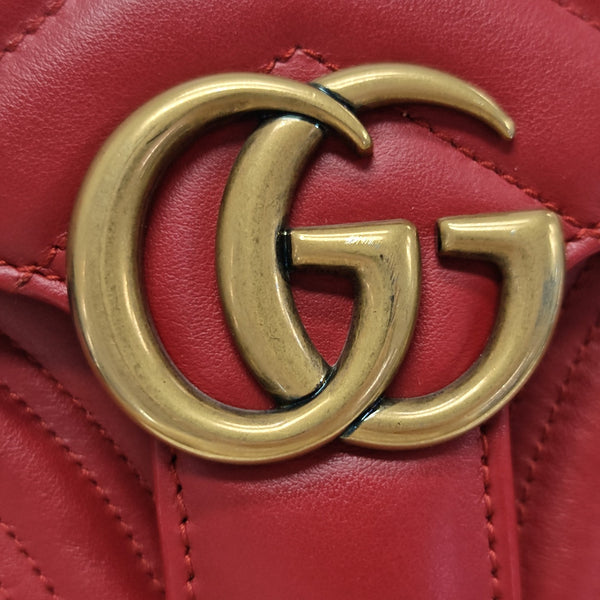 GG Marmont Small Quilted Calfskin Red