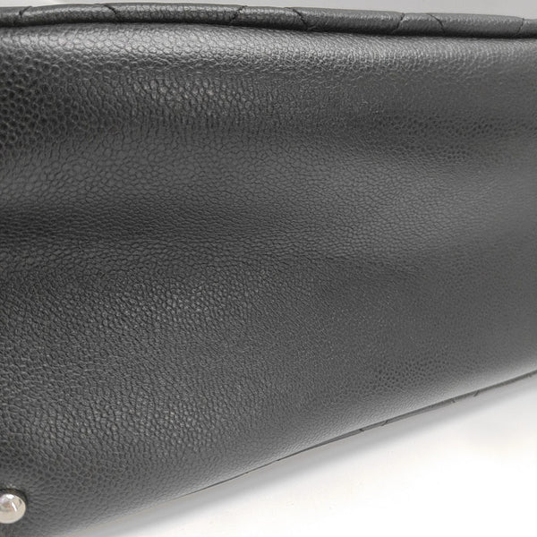 Quilted Grained Calfskin Tote Bag Black