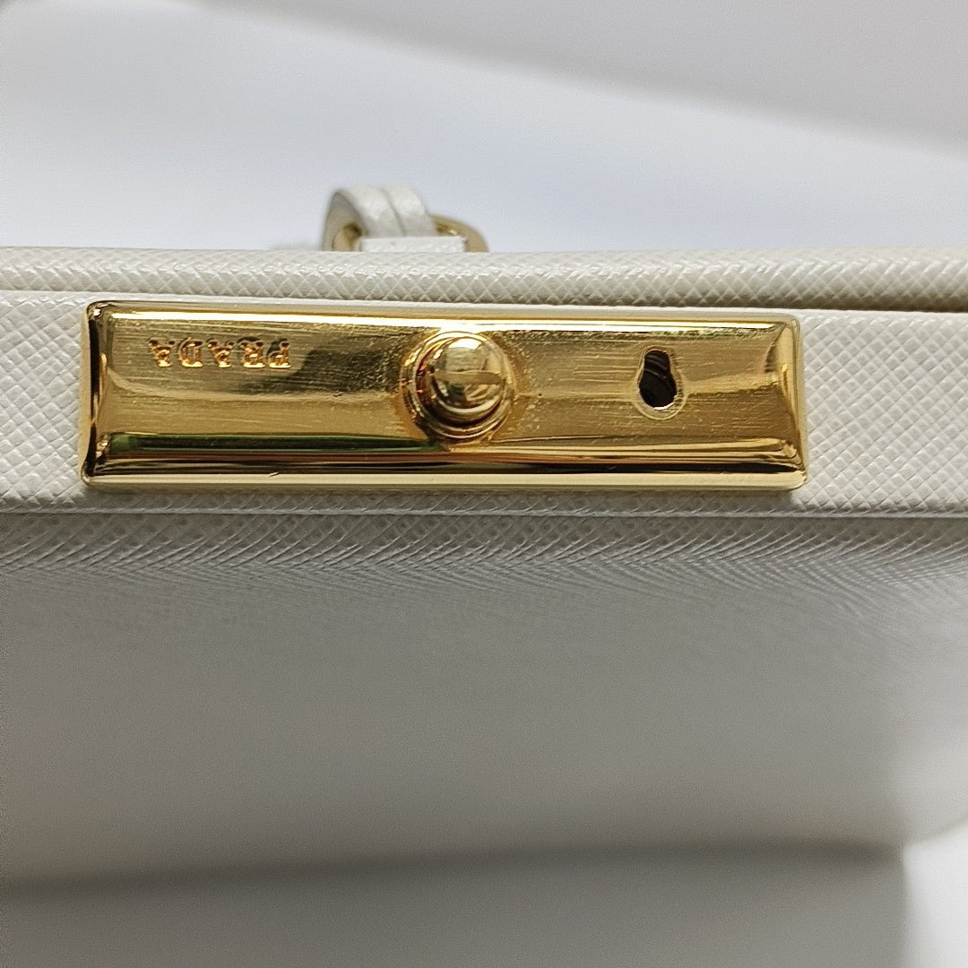Saffiano Calfskin Top Handle Bag White