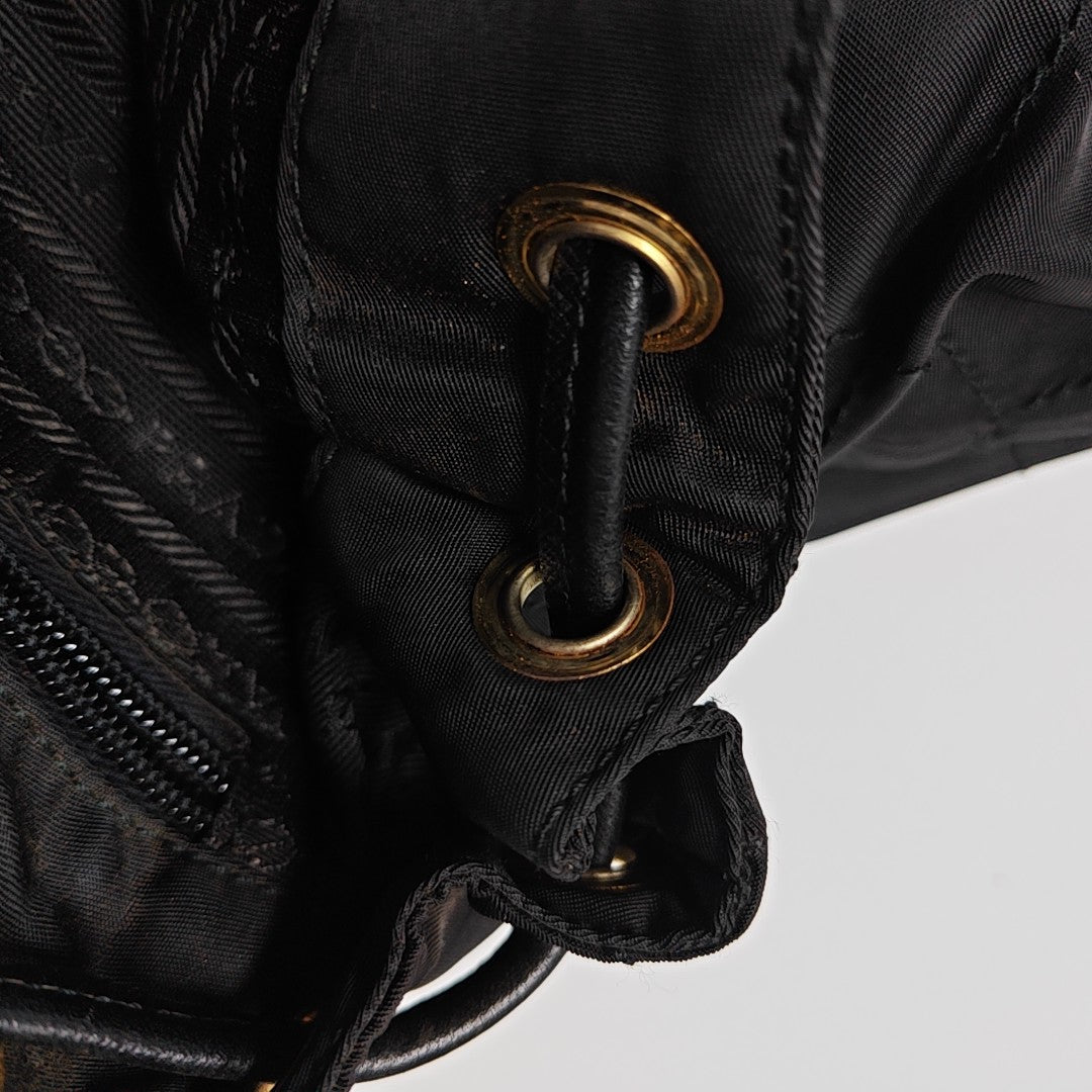 Quilted Nylon Backpack Black