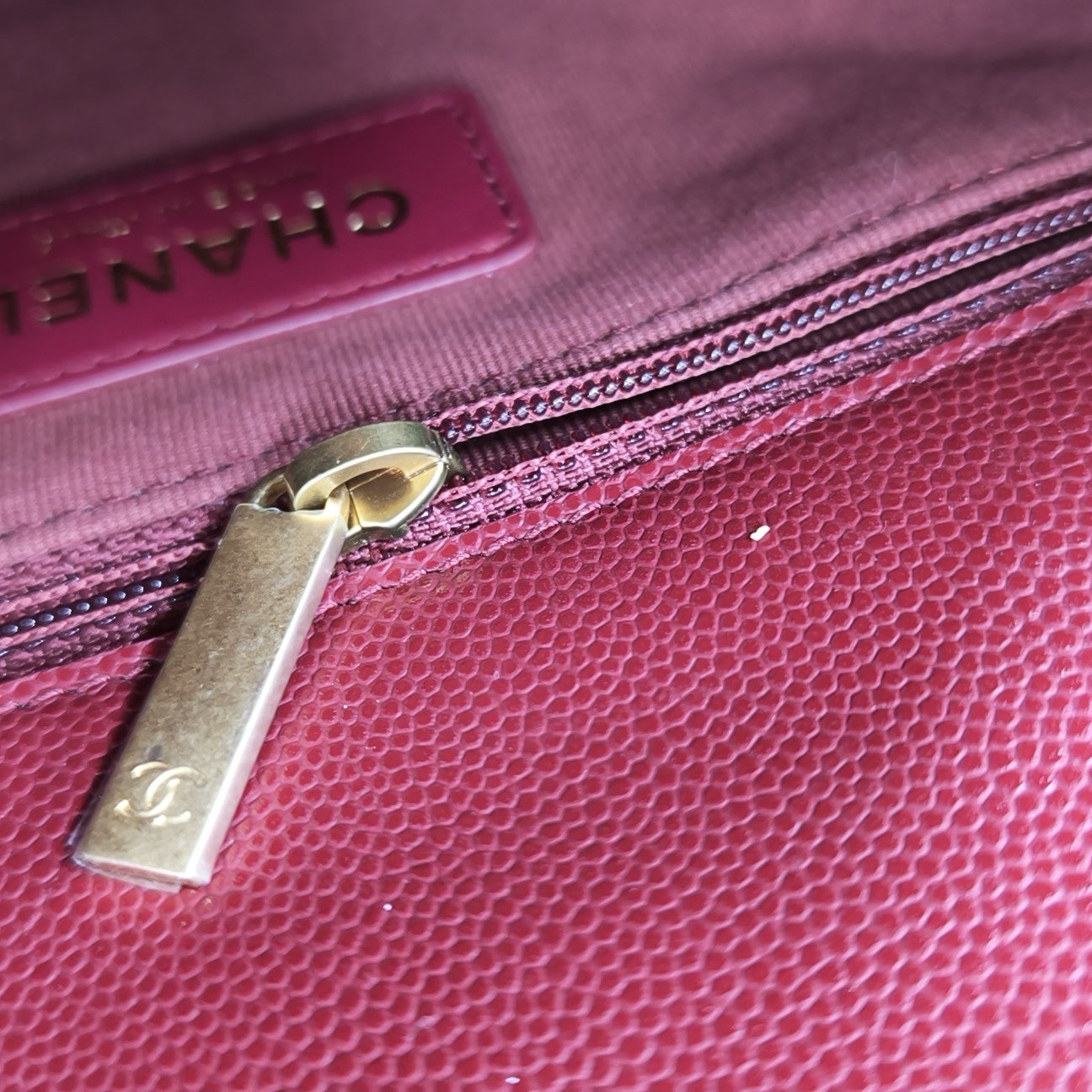 24A Quilted Grained Calfskin Red