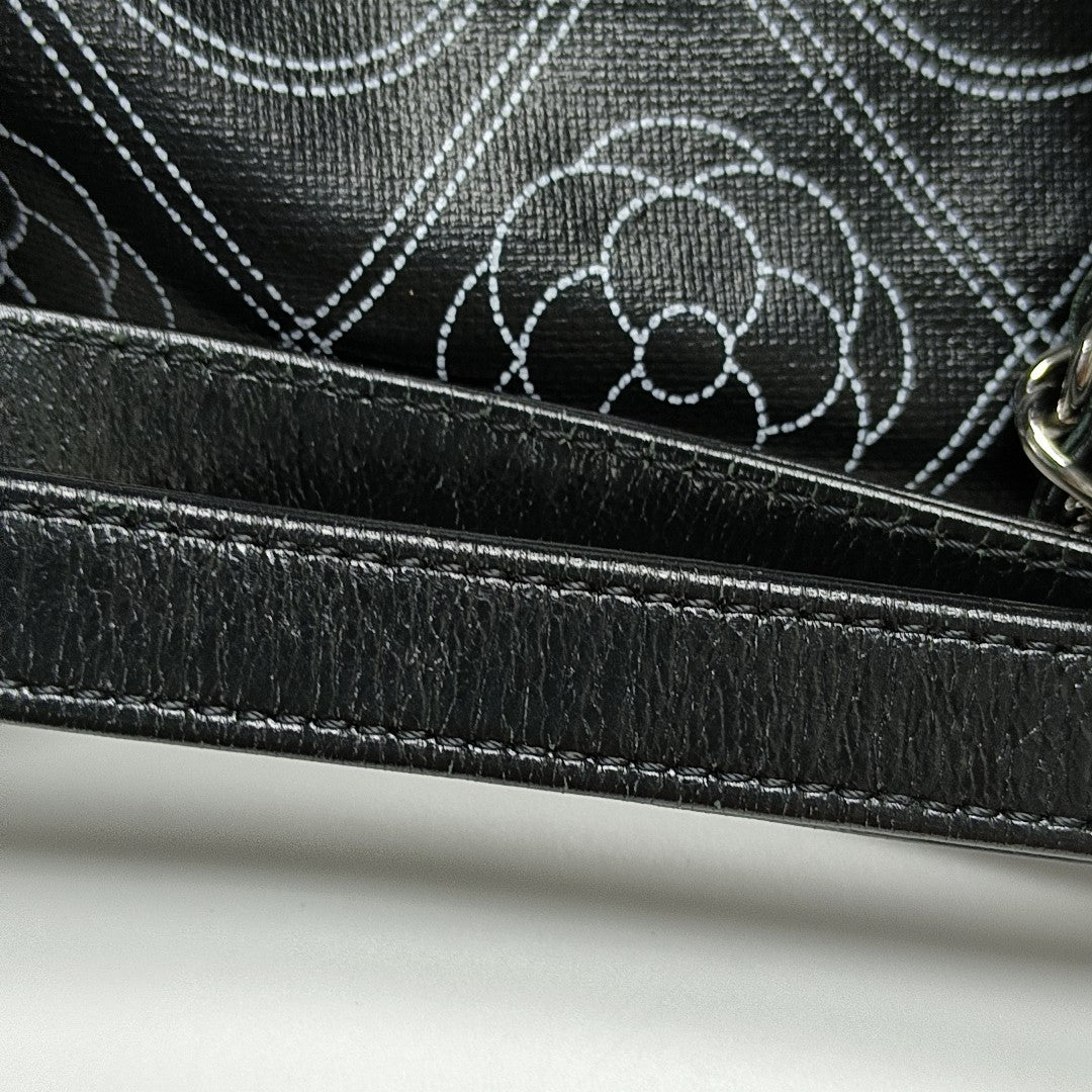 Quilted Coated Canvas Top Handle Bag Black