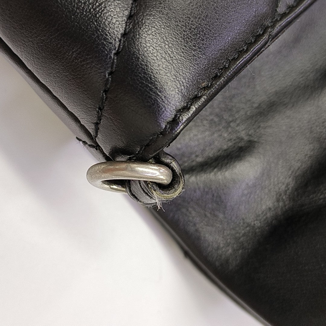 Chevron Calfskin Shoulder Bag Black