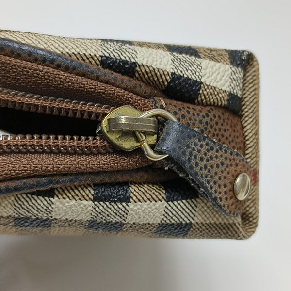 Coated Canvas Clutch Brown