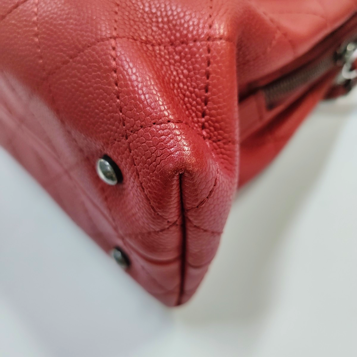 Quilted Grained Calfskin Red
