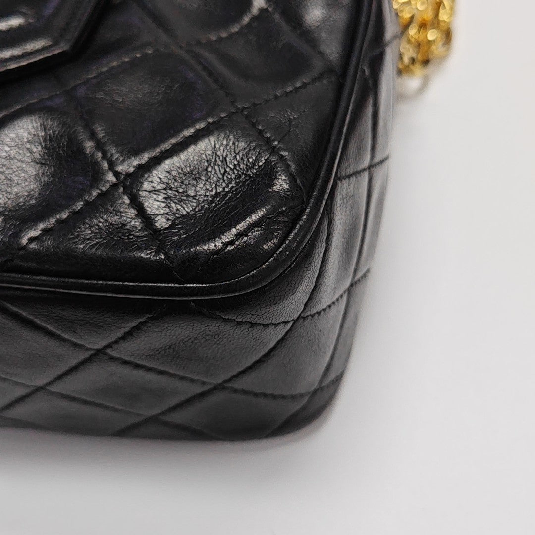 Quilted Lambskin Shoulder Bag Black