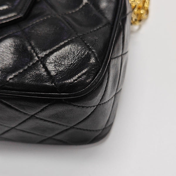 Quilted Lambskin Shoulder Bag Black