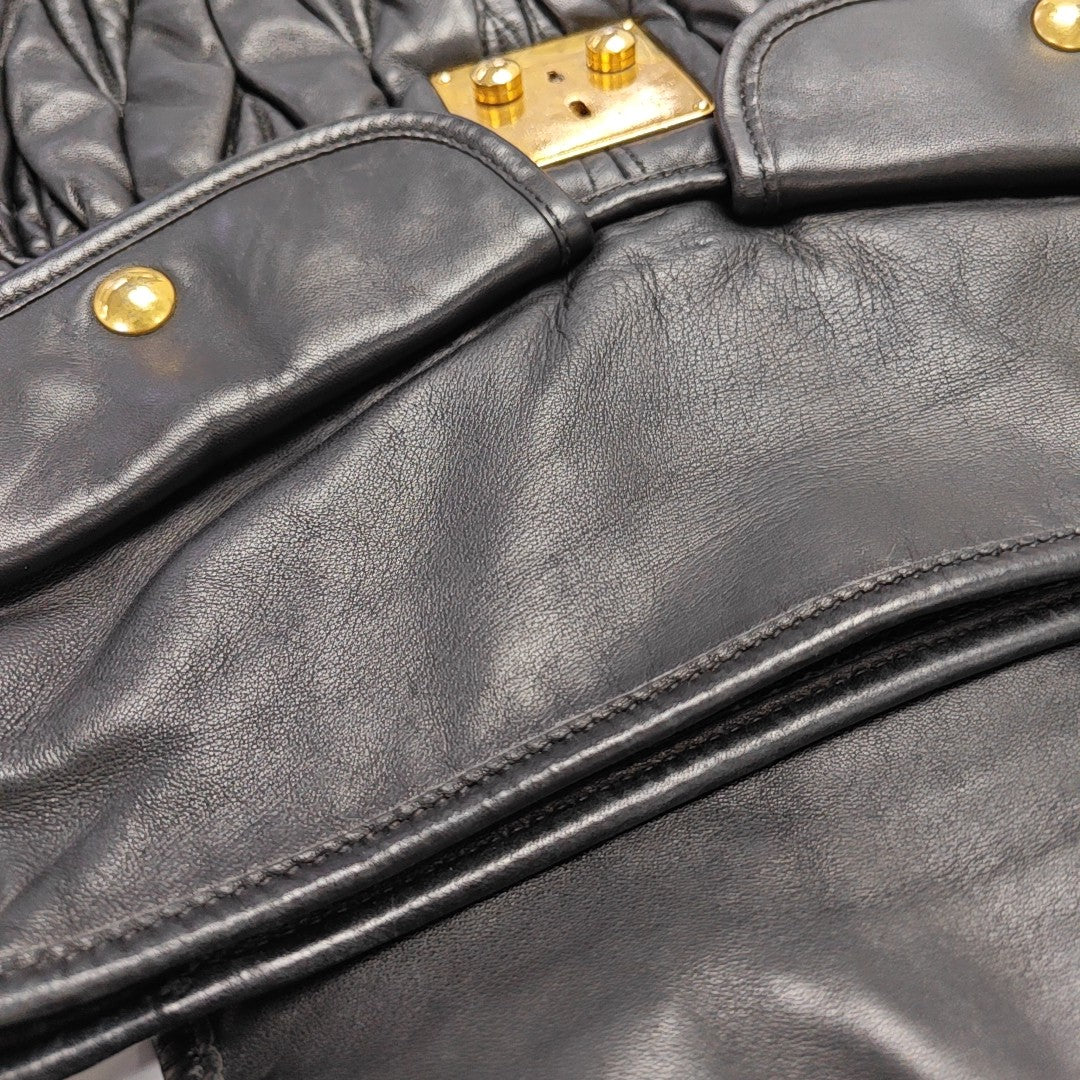 Miu Coffer Quilted Lambskin Black