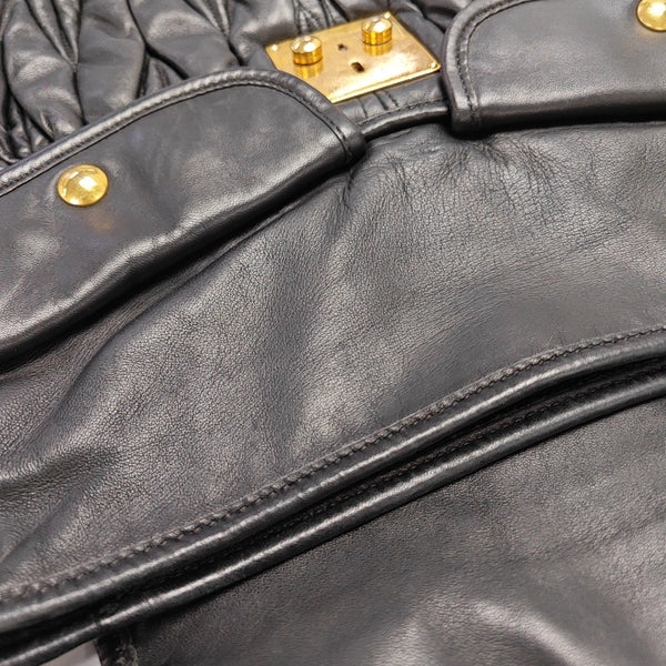 Miu Coffer Quilted Lambskin Black