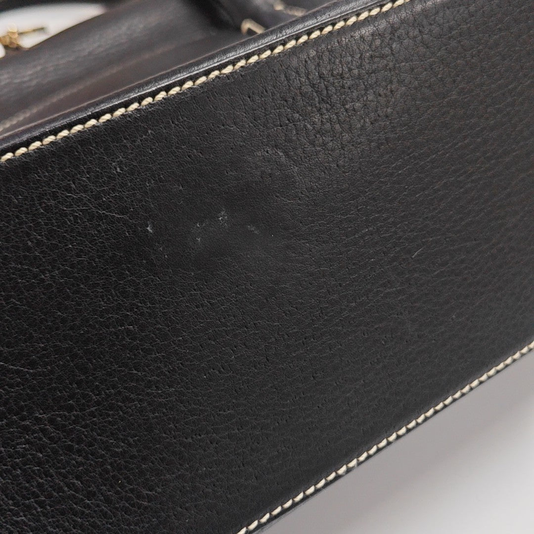 Calfskin Top Handle Bag Black