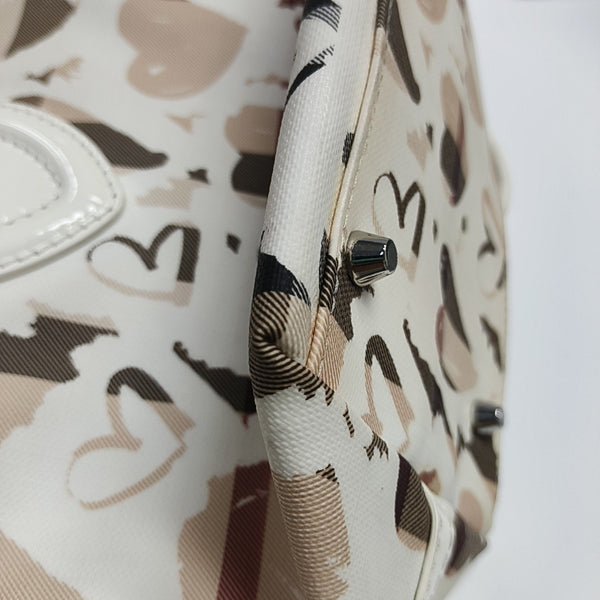 Coated Canvas Top Handle Bag White