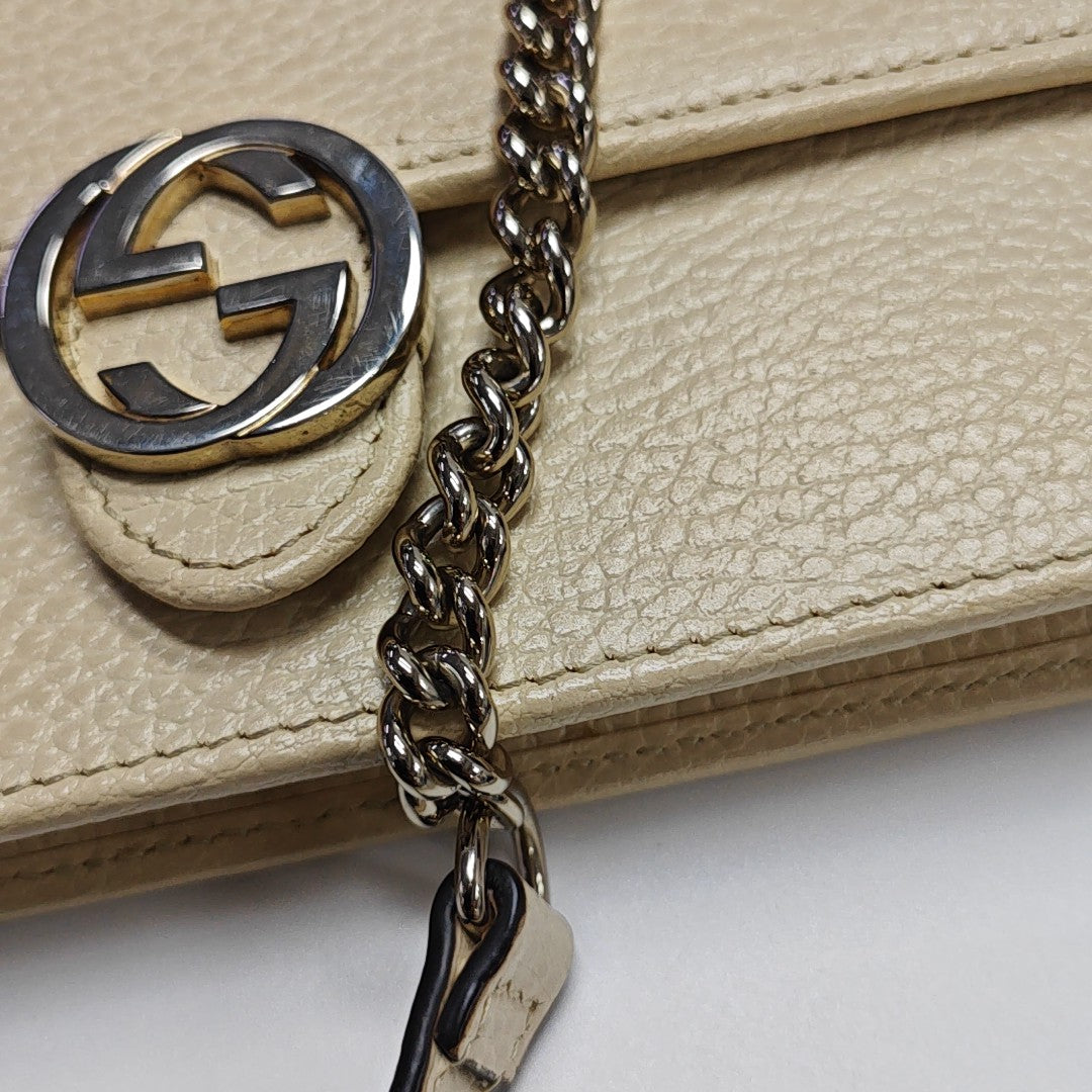 Interlocking G Small Calfskin Beige