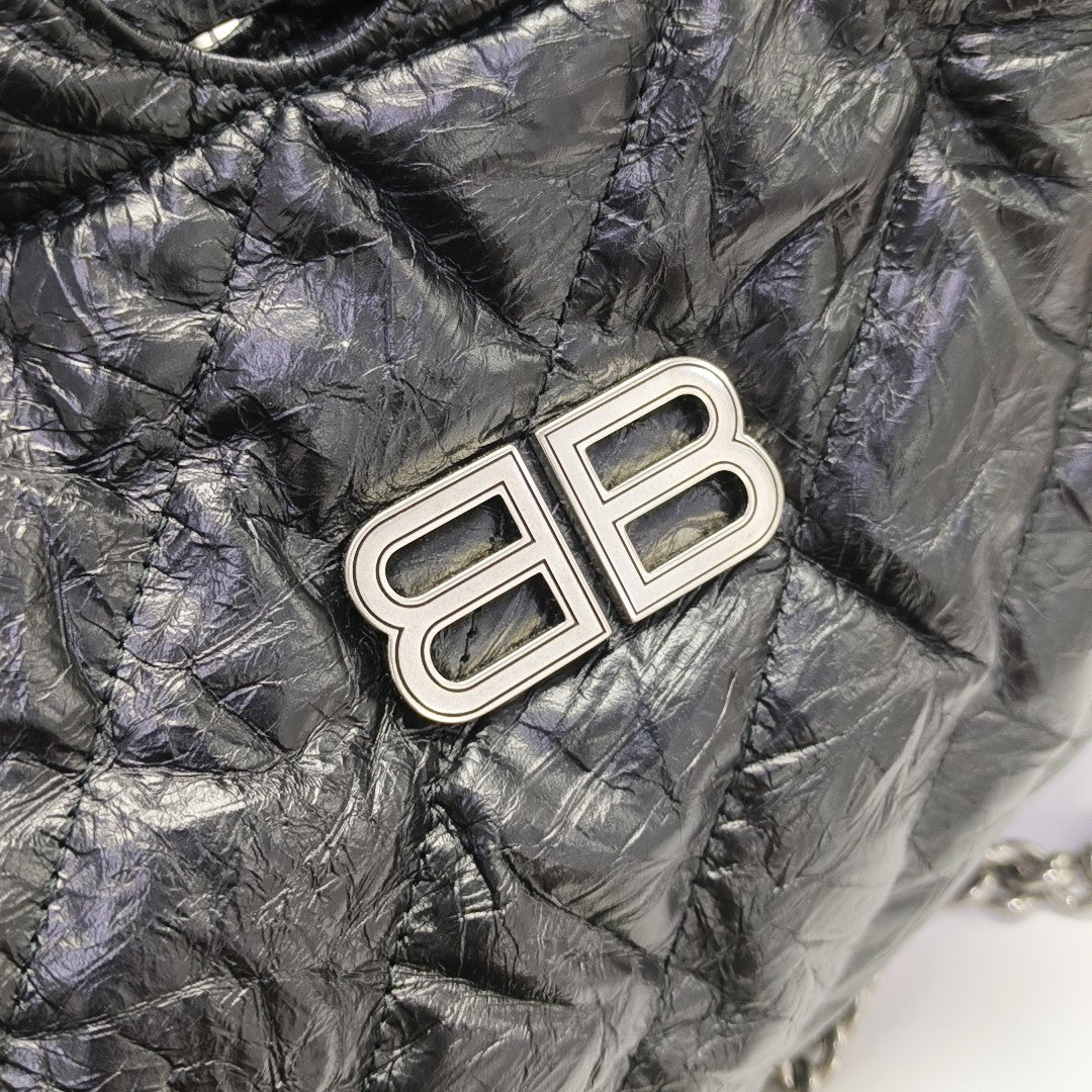 Crush Medium Quilted Calfskin Black