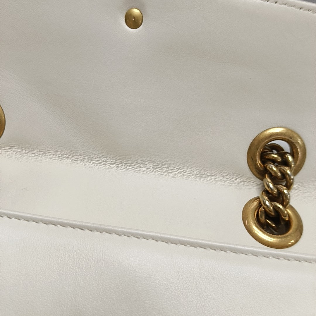 GG Marmont Small Quilted Calfskin White