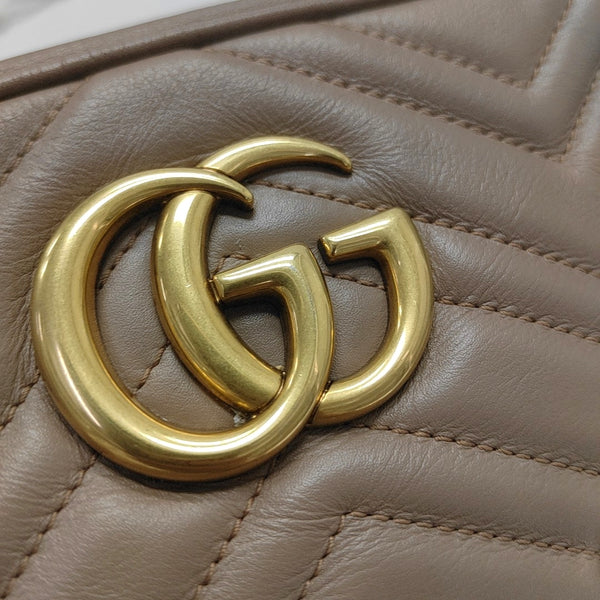 GG Marmont Small Quilted Calfskin Beige