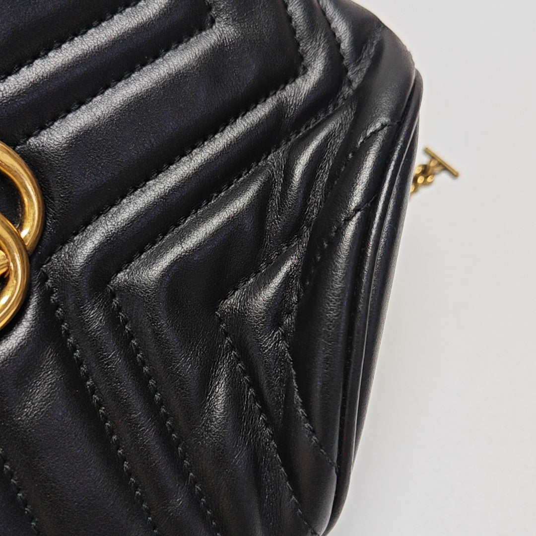GG Marmont Mini Quilted Calfskin Black