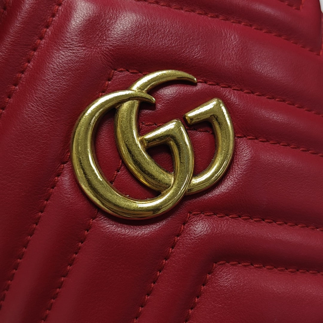 GG Marmont Mini Quilted Calfskin Red