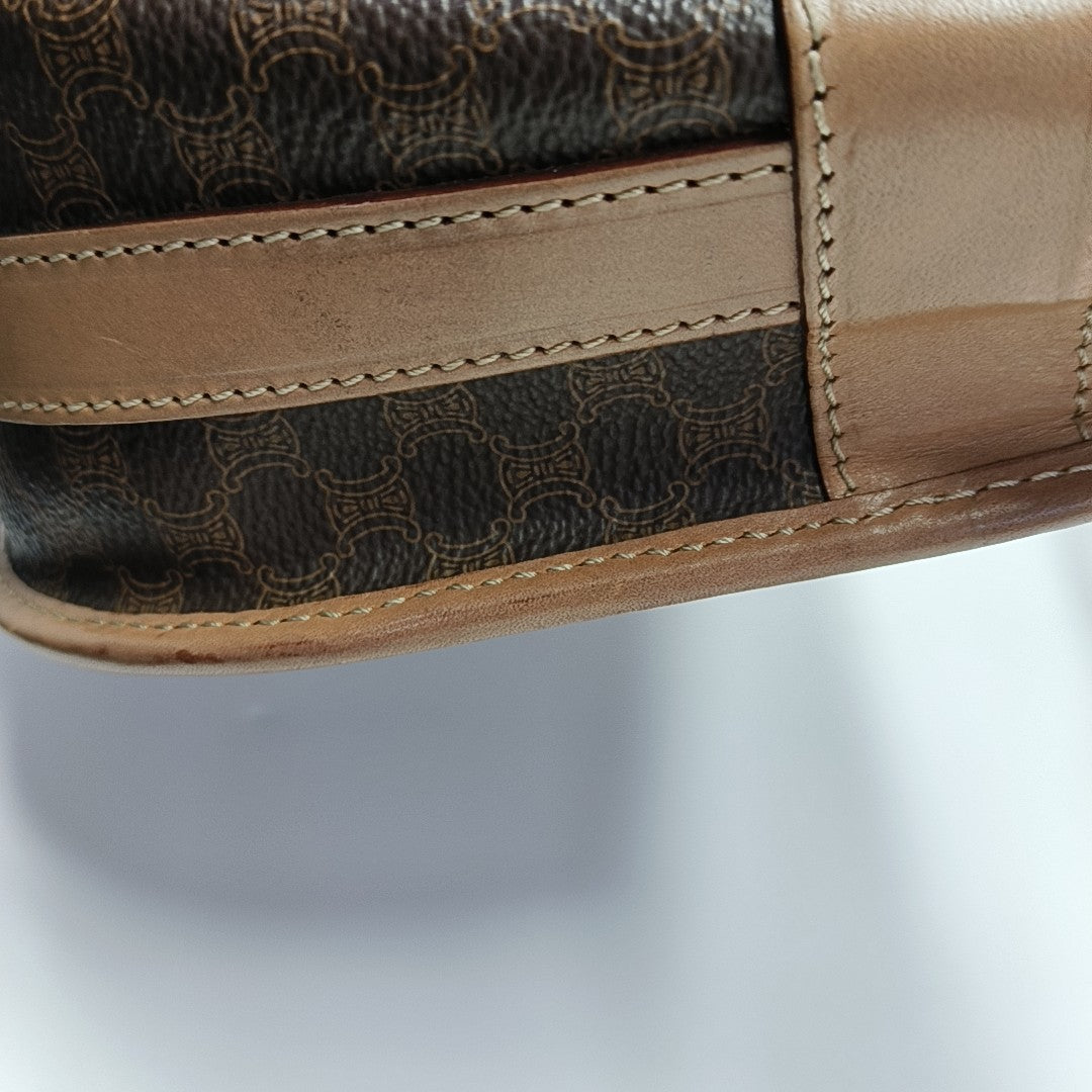 Coated Canvas Shoulder Bag Brown