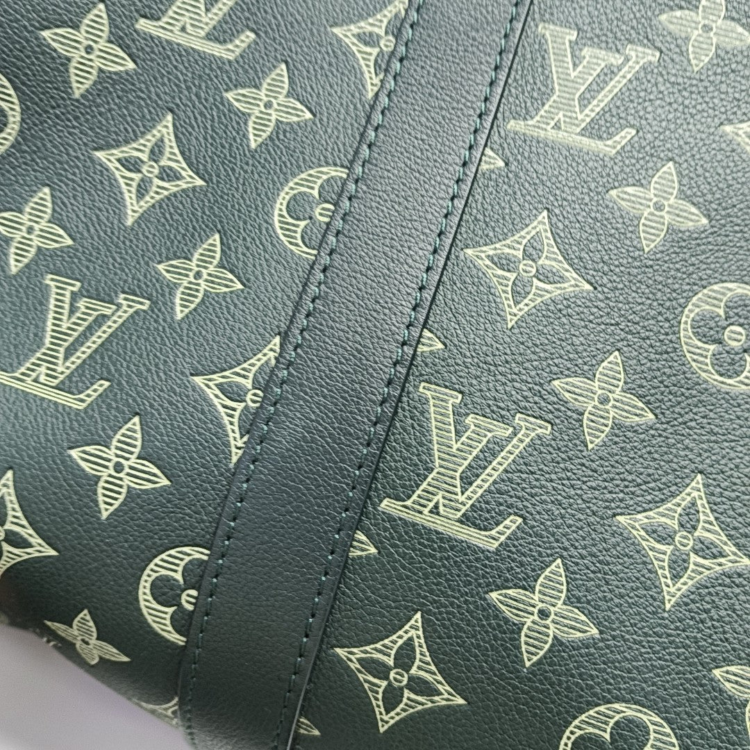 KEEPALL 50 Monogram Calfskin Green