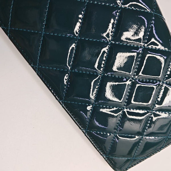 Quilted Patent Leather Wallet Blue