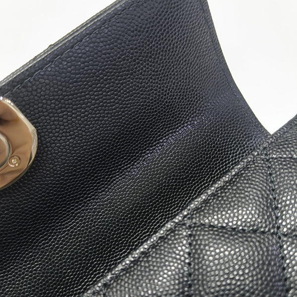 Quilted Grained Calfskin Shoulder Bag Large Black