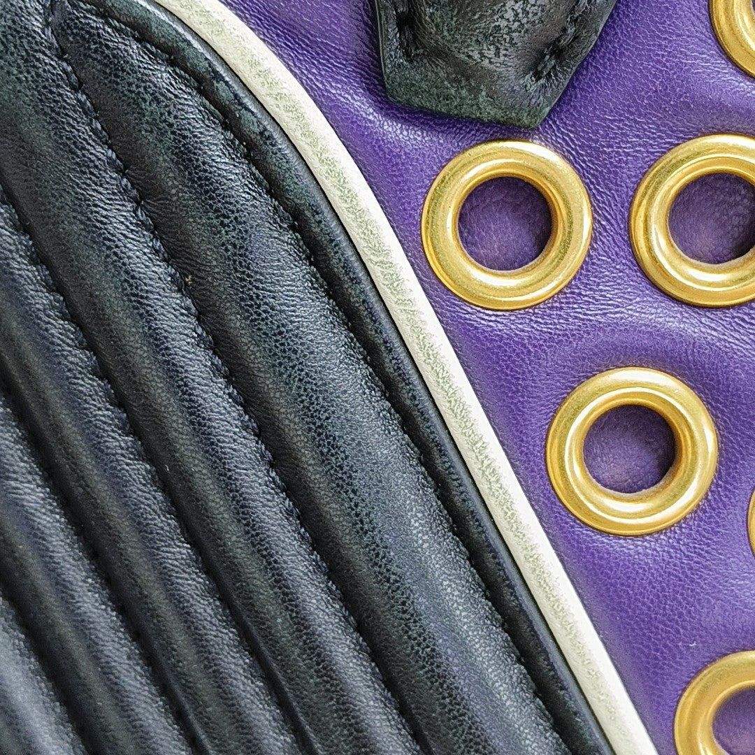 Zipper Wallet Quilted Lambskin Purple