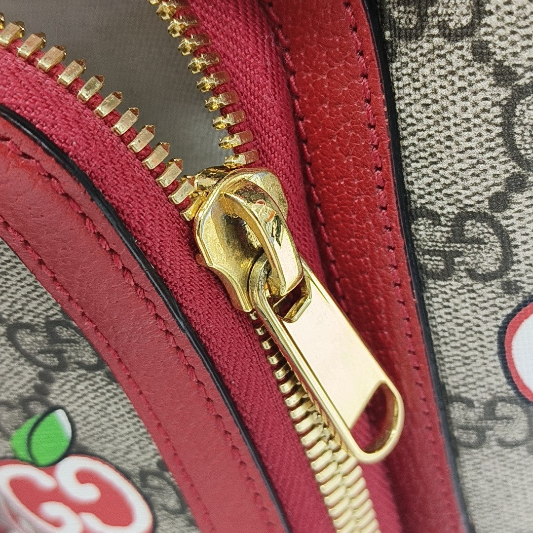 GG Supreme Small Monogram Coated Canvas Beige