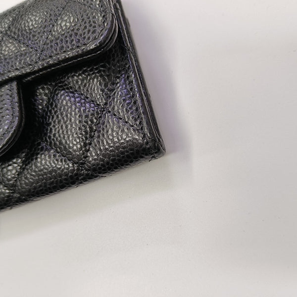 CLASSIC FLAP Quilted Grained Calfskin Black Wallet