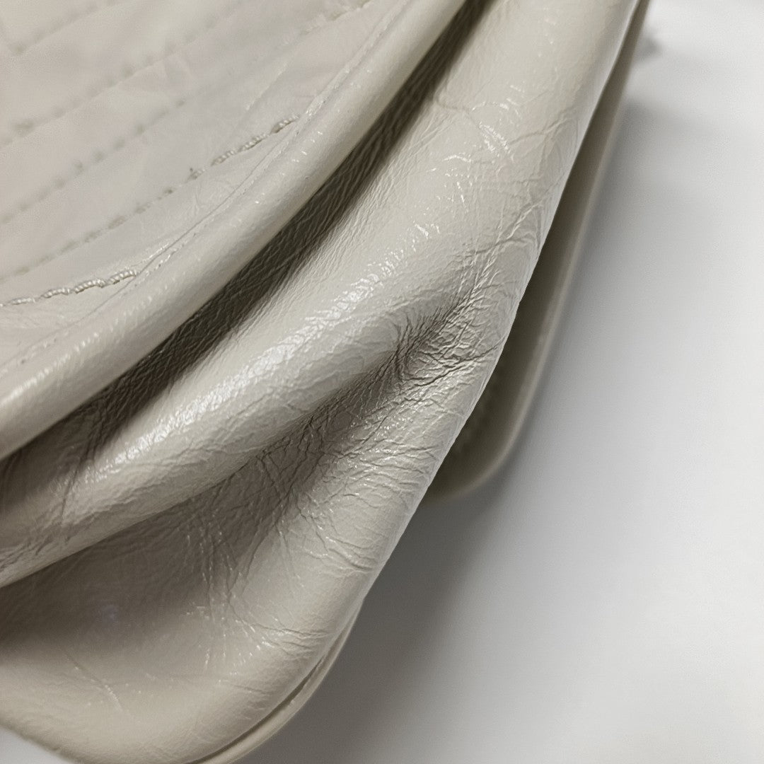 NIKI Small Chevron Calfskin White