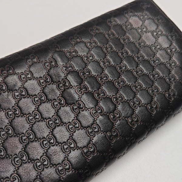 Microguccissima Monogram Calfskin Black Wallet
