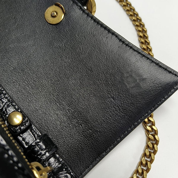 Hourglass Wallet On Chain Small Calfskin Black