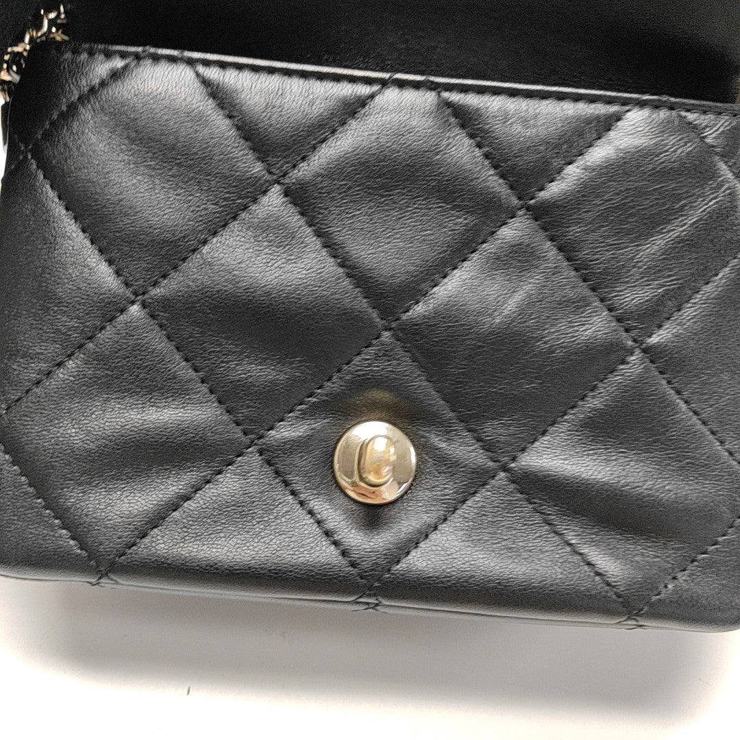 Quilted Calfskin Shoulder Bag Black