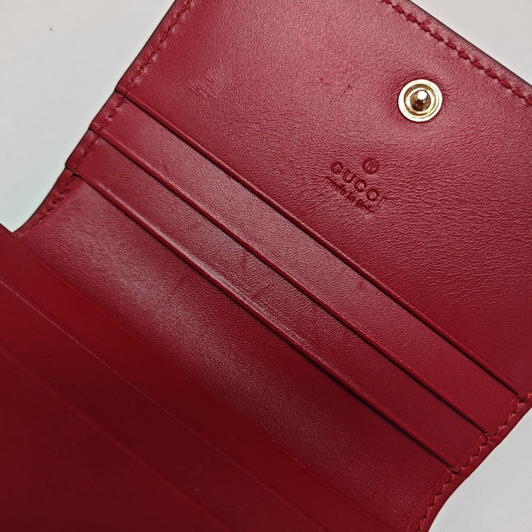 Signature Monogram Calfskin Red Card Holder