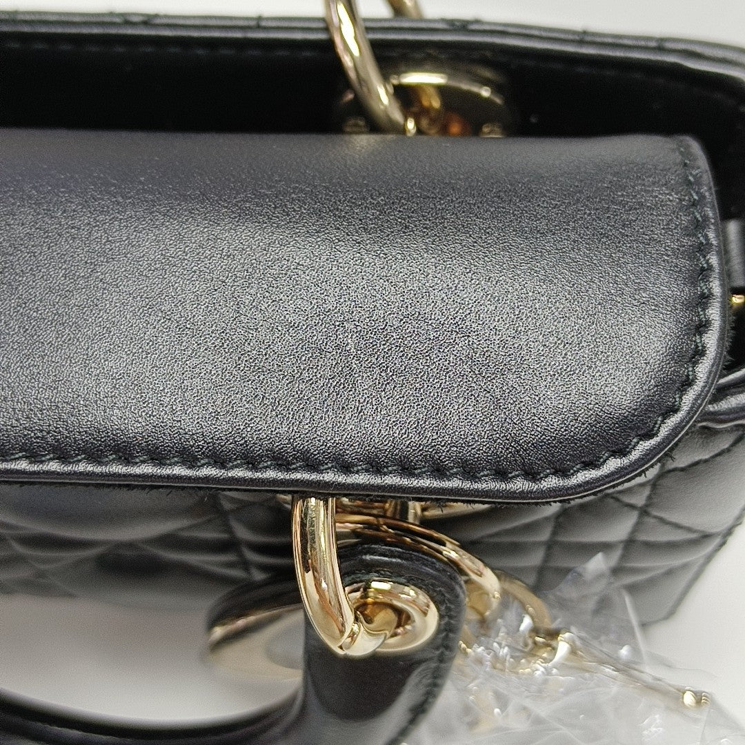 Lady Dior Mini Cannage Calfskin Black