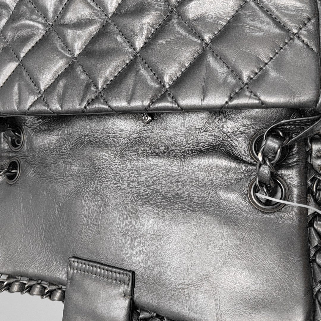 Quilted Calfskin Shoulder Bag Silver