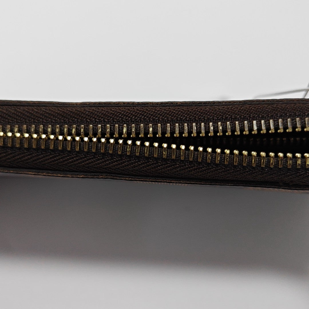 ZIPPY Damier Ebene Coated Canvas Brown Wallet