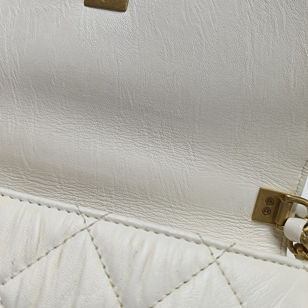 COCO HANDLE Mini Quilted Lambskin White