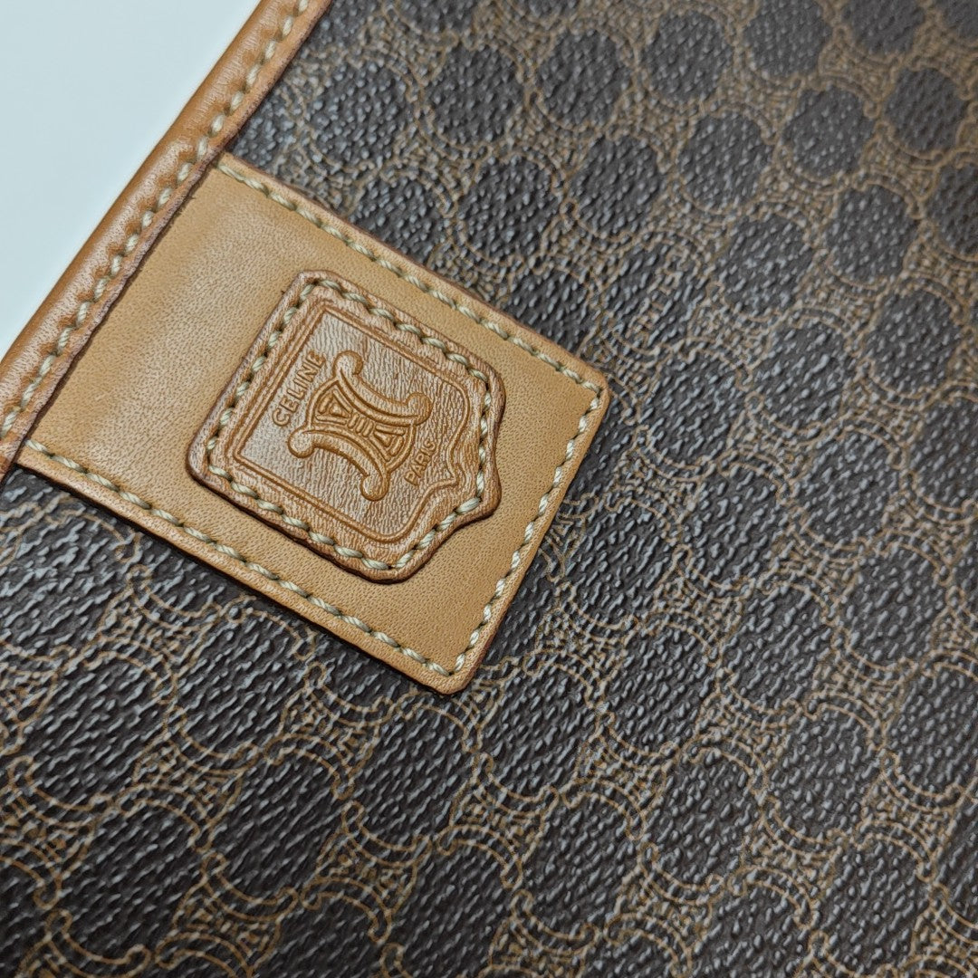Coated Canvas Clutch Brown