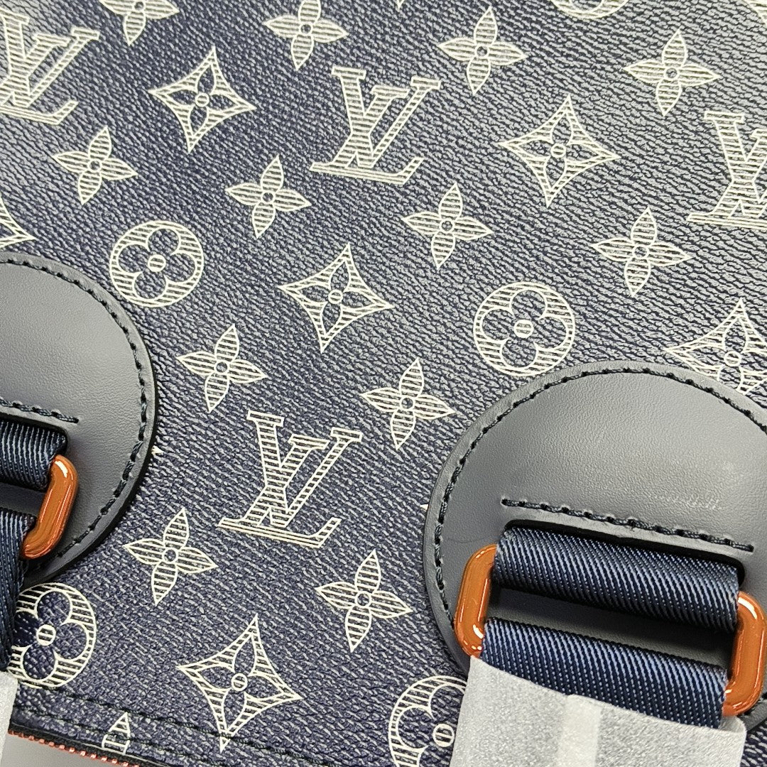 Coated Canvas Shoulder Bag Blue