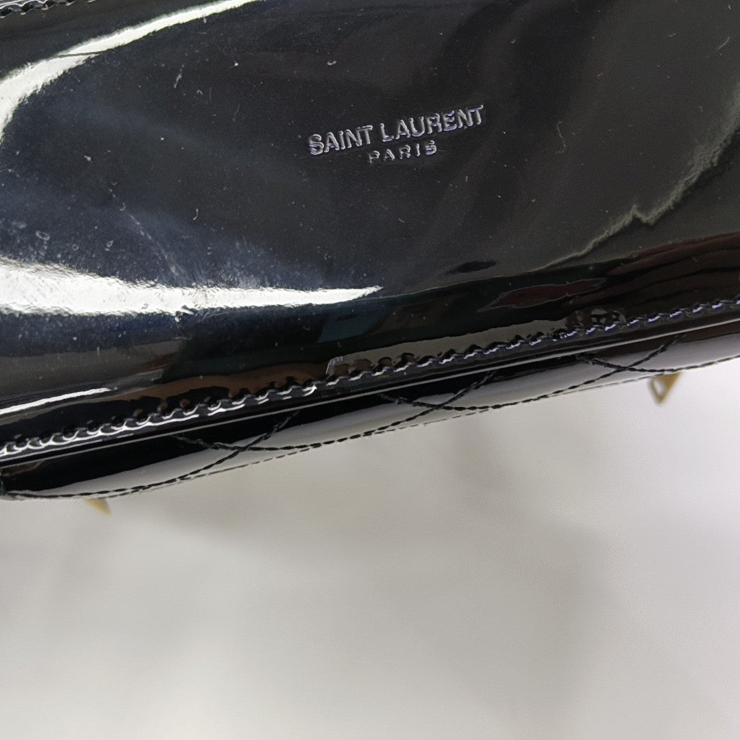 80'S VANITY Quilted Patent Leather Black