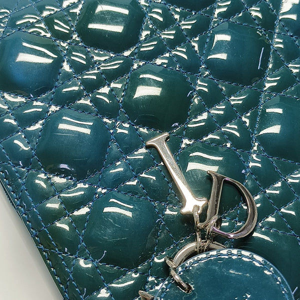 Lady Dior Medium Quilted Patent Leather Green