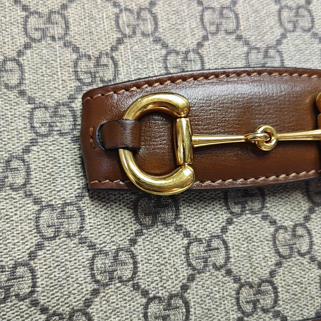 Horsebit 1955 Medium Monogram Coated Canvas Beige