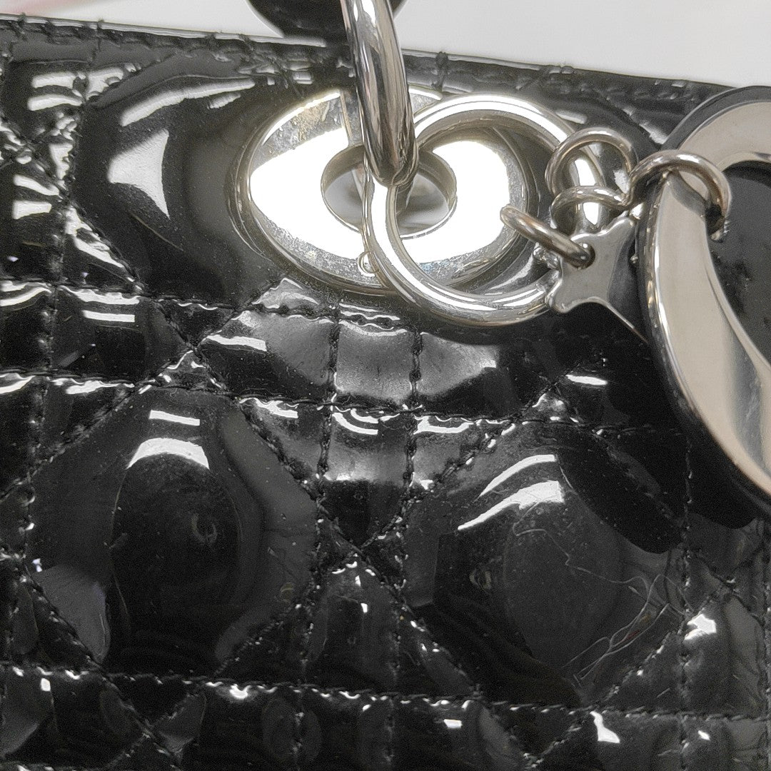 Lady Dior Medium Cannage Patent Leather Black