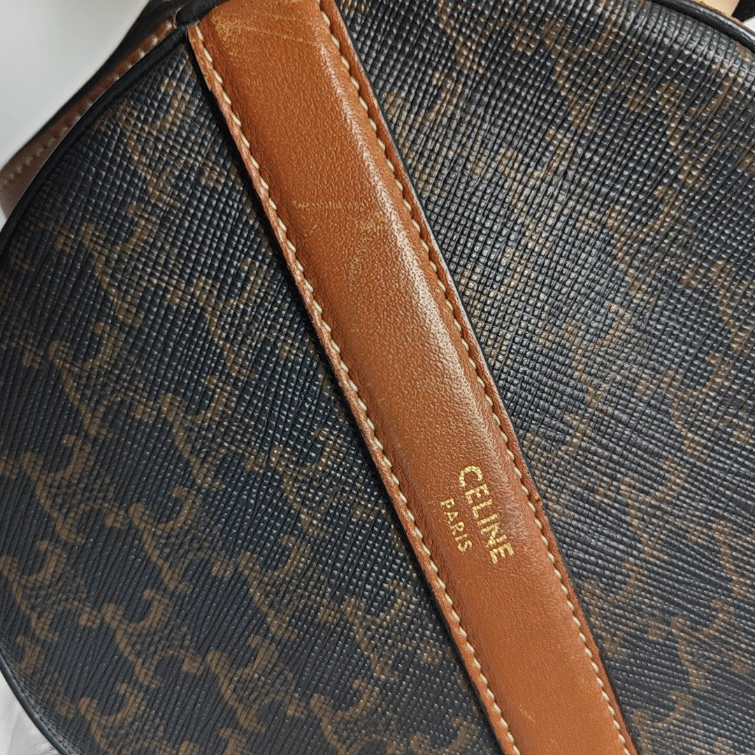 TRIOMPHE ROUND Mini Coated Canvas Brown