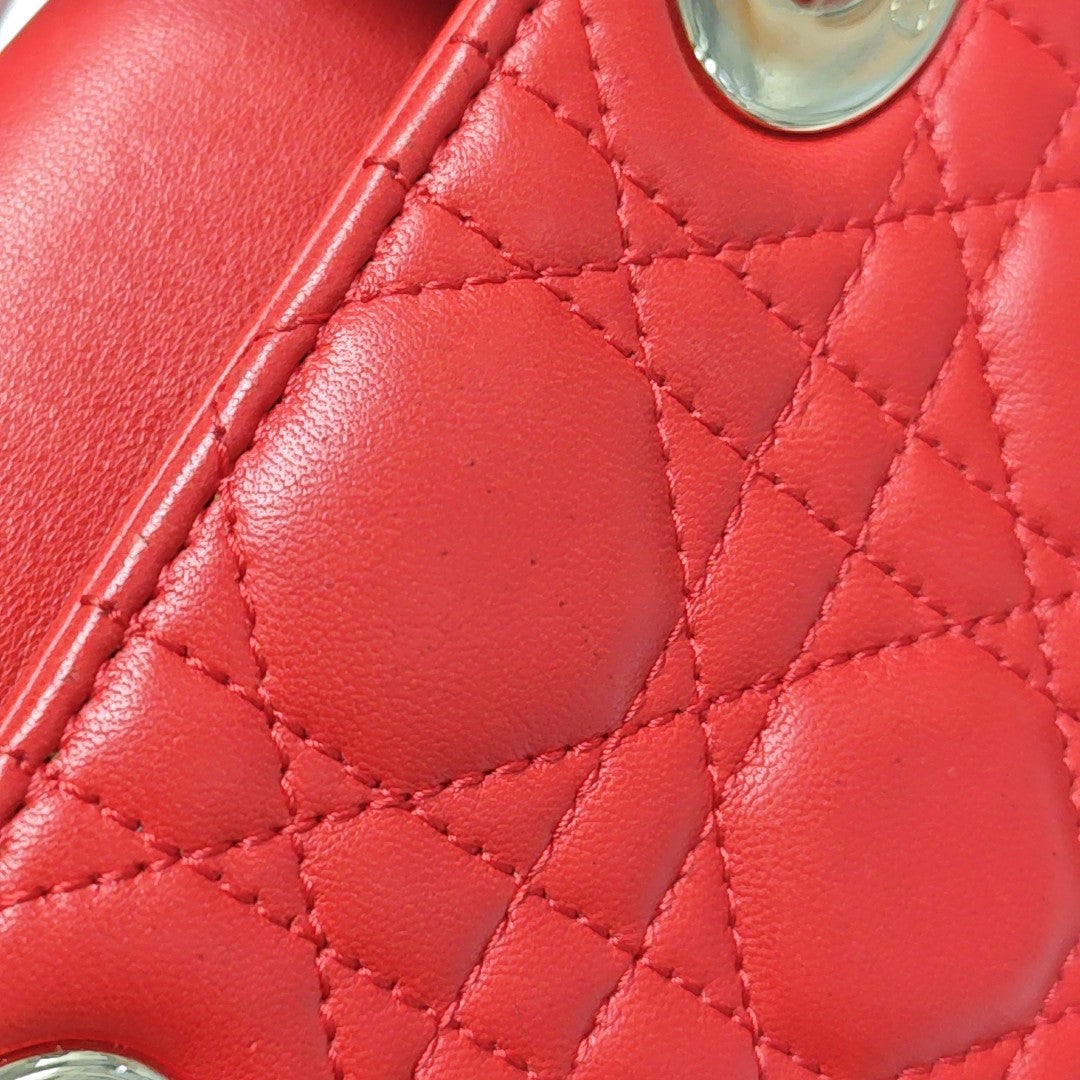 Lady Dior Small Cannage Lambskin Red