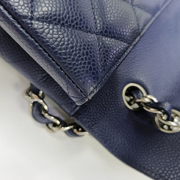 CLASSIC FLAP Jumbo Quilted Grained Calfskin Blue