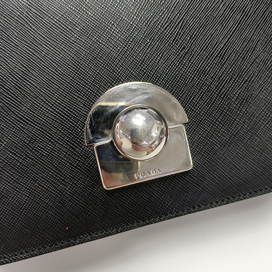 Saffiano Calfskin Shoulder Bag Black